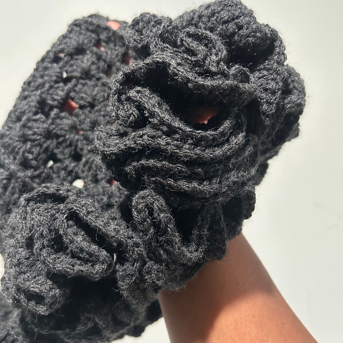 Crochet Ruffle Bucket Hat - Handcrafted Gray Knit